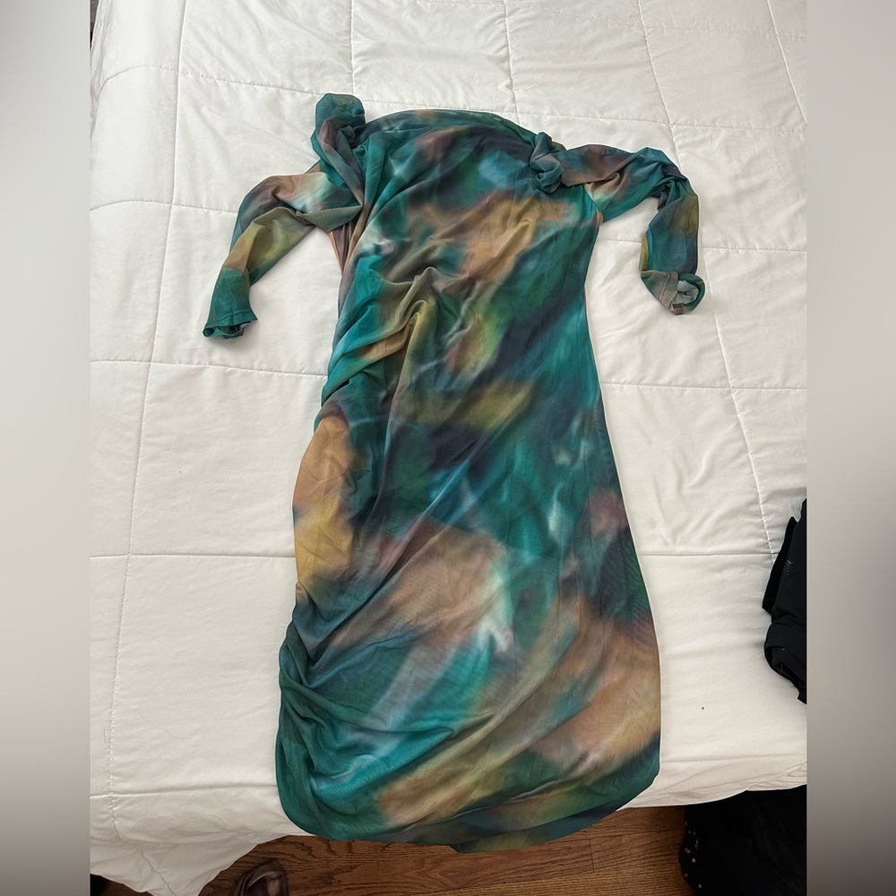 SHEIN Vibrant Long Sleeve Dress - Multicolor